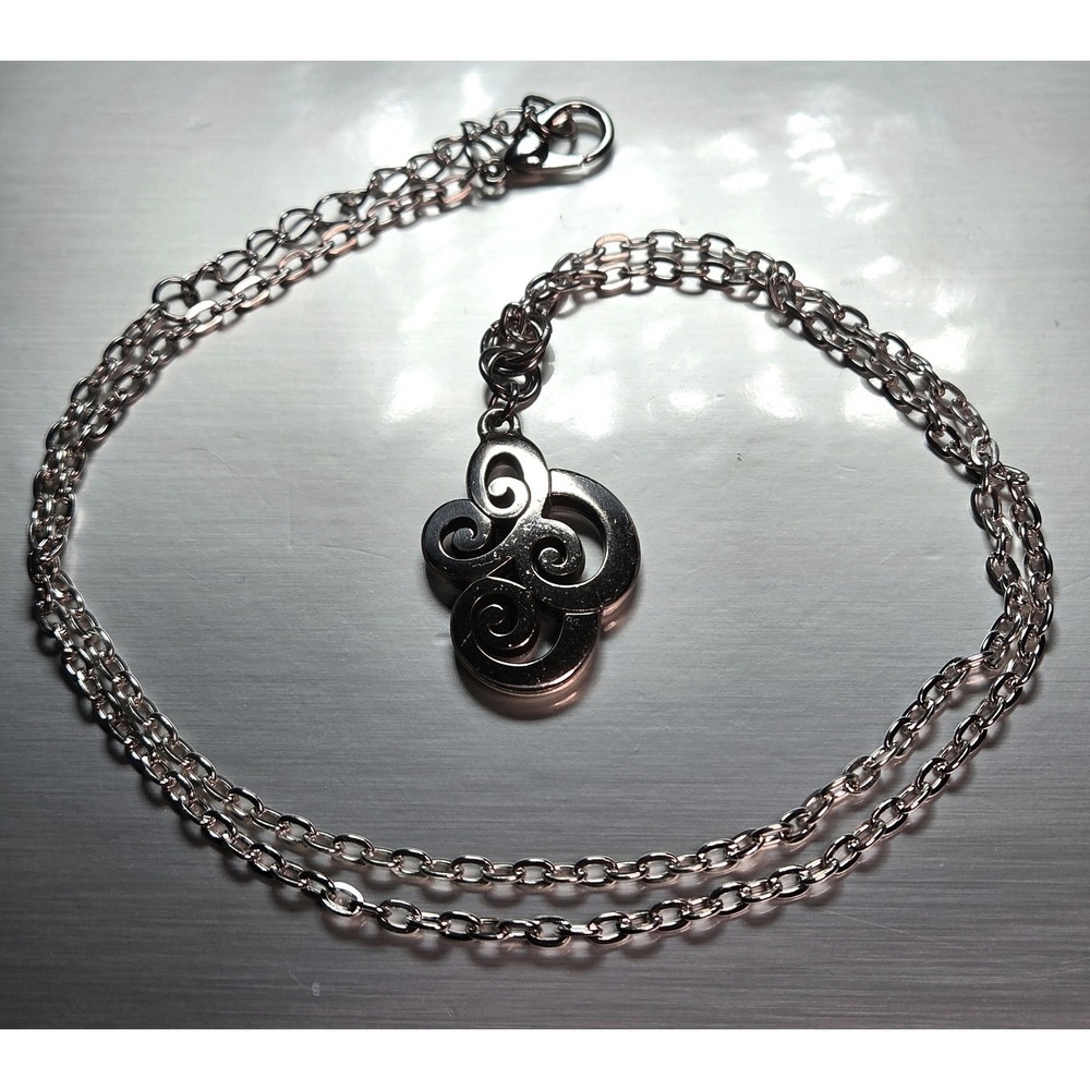 Brighton Necklace Upcycled Scroll Pendant Silver Tone 22" Hypoallergenic Chain